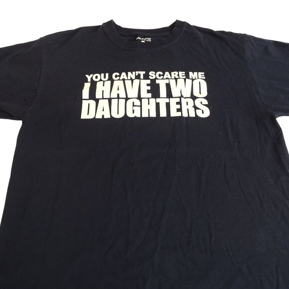 Surf Style T-Shirt Women Size L Blue You Cant Scare Me I Have Two Daughters - Picture 1 of 6